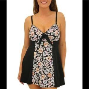 Fit4U Fit 4 Ur Thighs Floral Color Blocked Vintage Tie Front Dress Women's 12